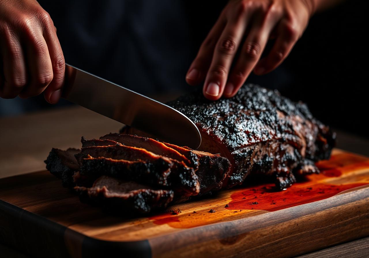 Hand-sliced smoked brisket