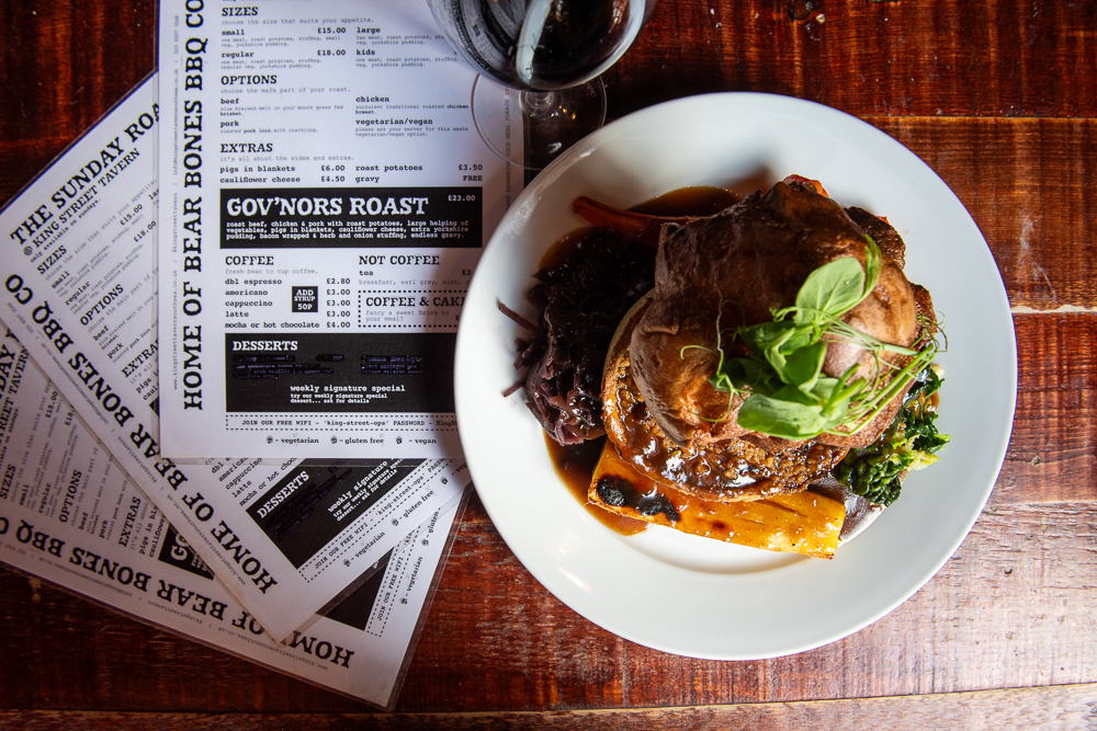 Sunday roast with Bear Bones BBQ house menu